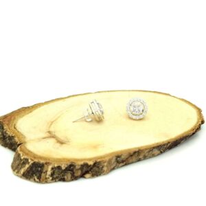 Silver Round Halo Earring-1