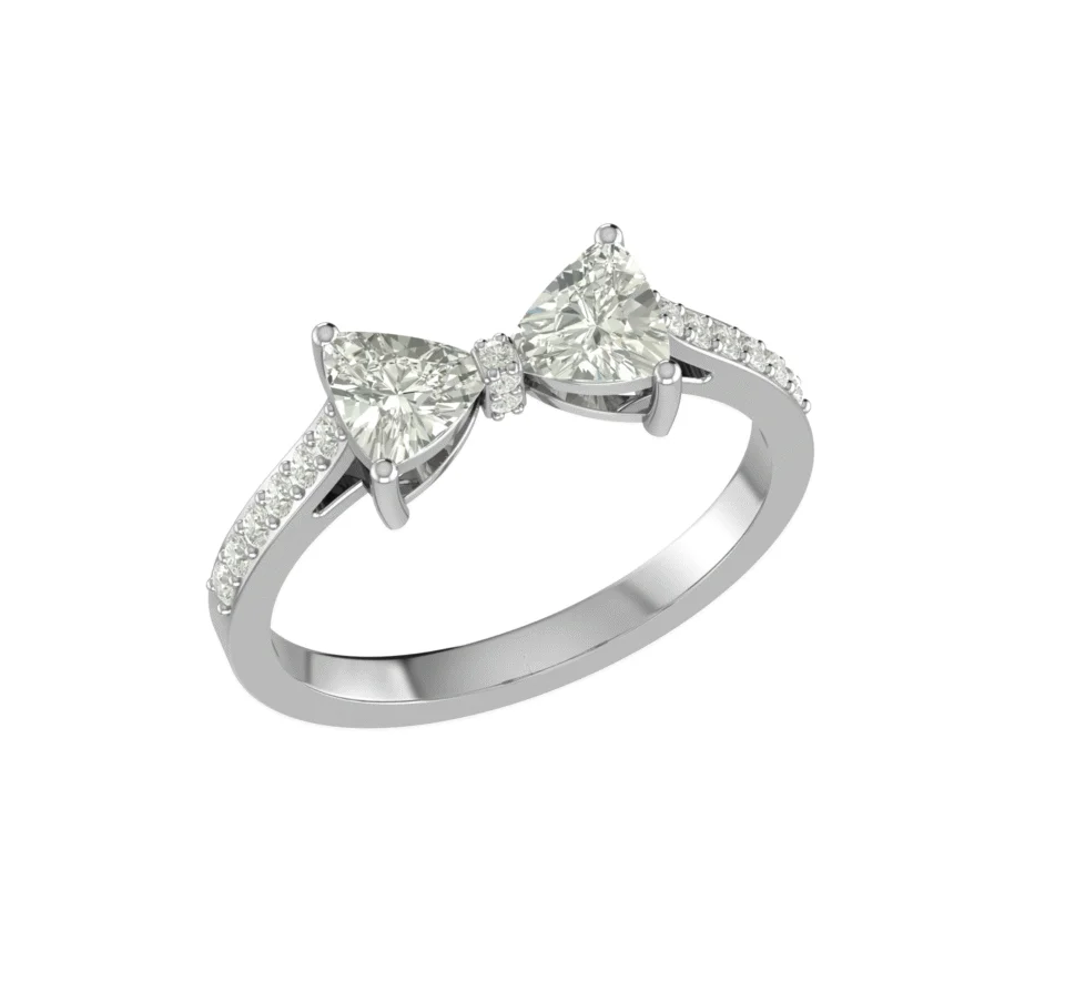 Silver Sparkling Bow Ring