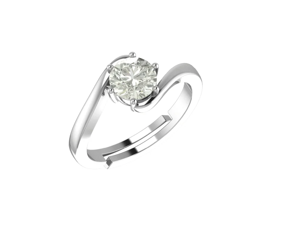 Silver Solitaire By Pass Ring