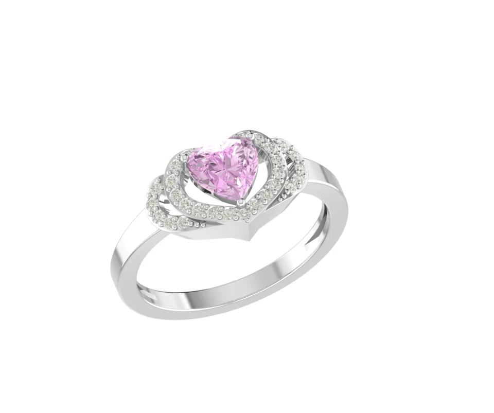 Silver Heart Connected Ring