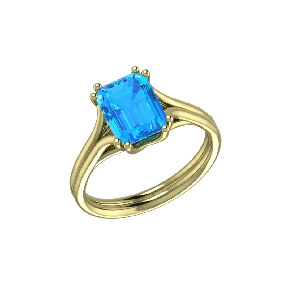 Silver Ocean Blue Solitaire Ring