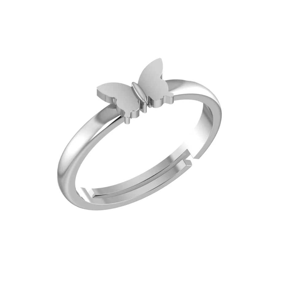 Silver Adjustable Butterfly Couple Ring
