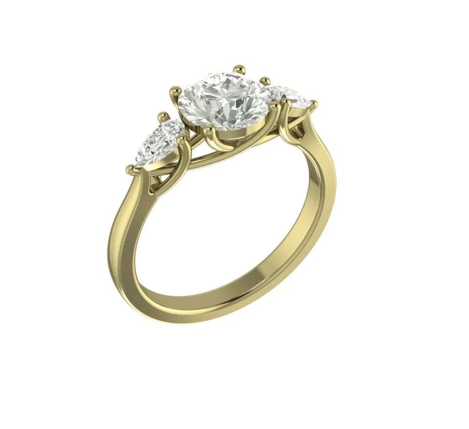 Silver Three Stone Engagement Ring