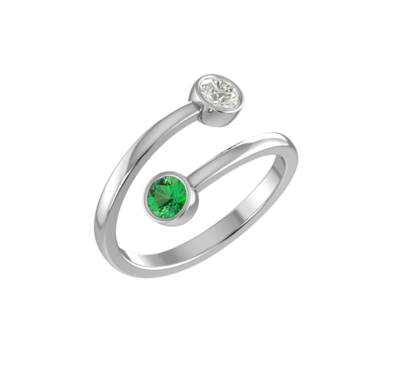 925 Silver Classic By Pass Zircon Ring – Adjustable