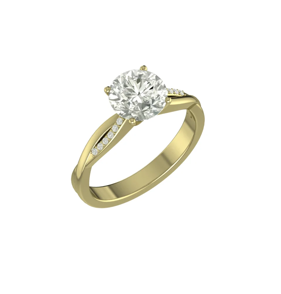 Silver Solitaire Criss Cross Engagement Ring