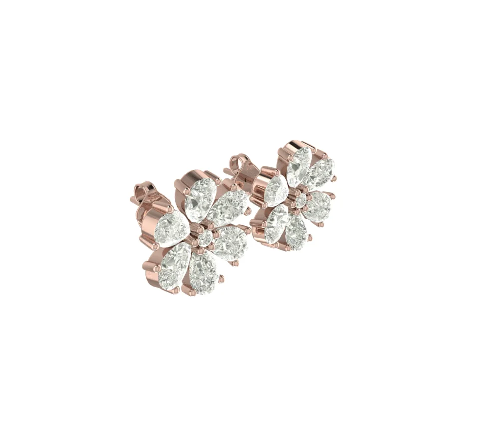Silver Pear Flower Earring