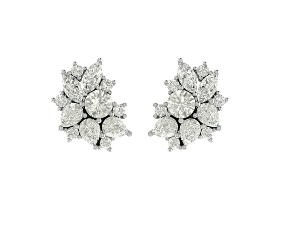 Silver Multi Shape Cluster Earring