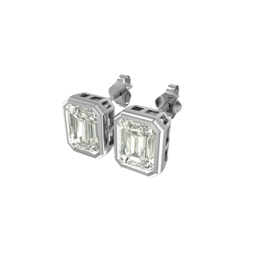 Silver Solitaire Octagon Stud Earring