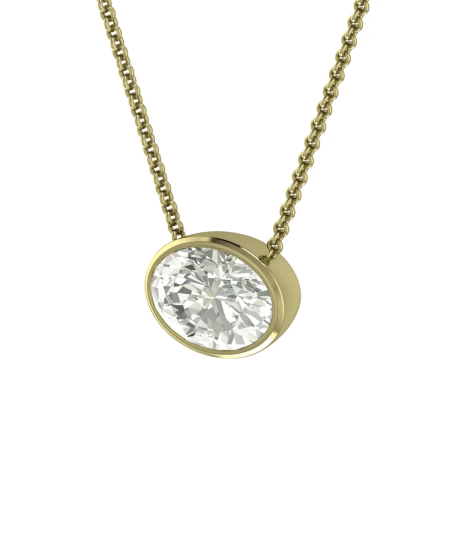 Silver Oval Solitaire Necklace