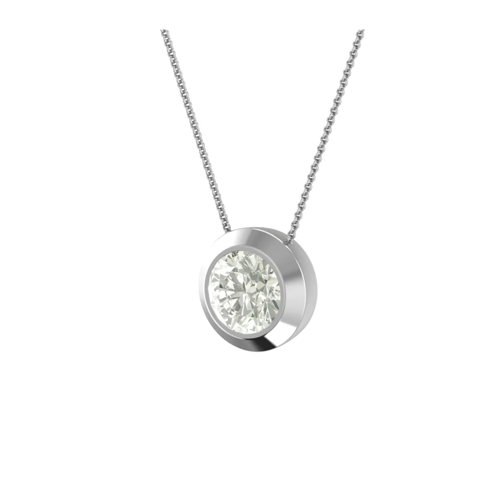 Silver Round Solitaire Necklace