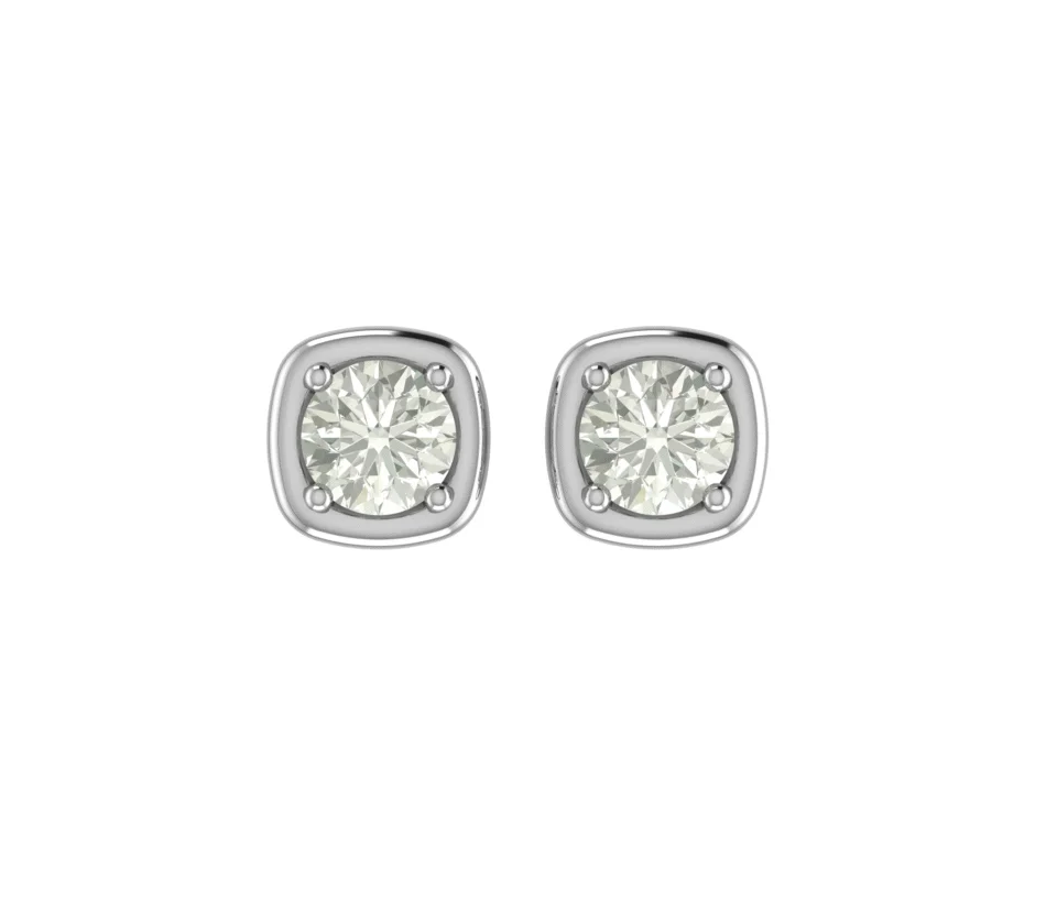 Silver Solitaire Round Stud Earring
