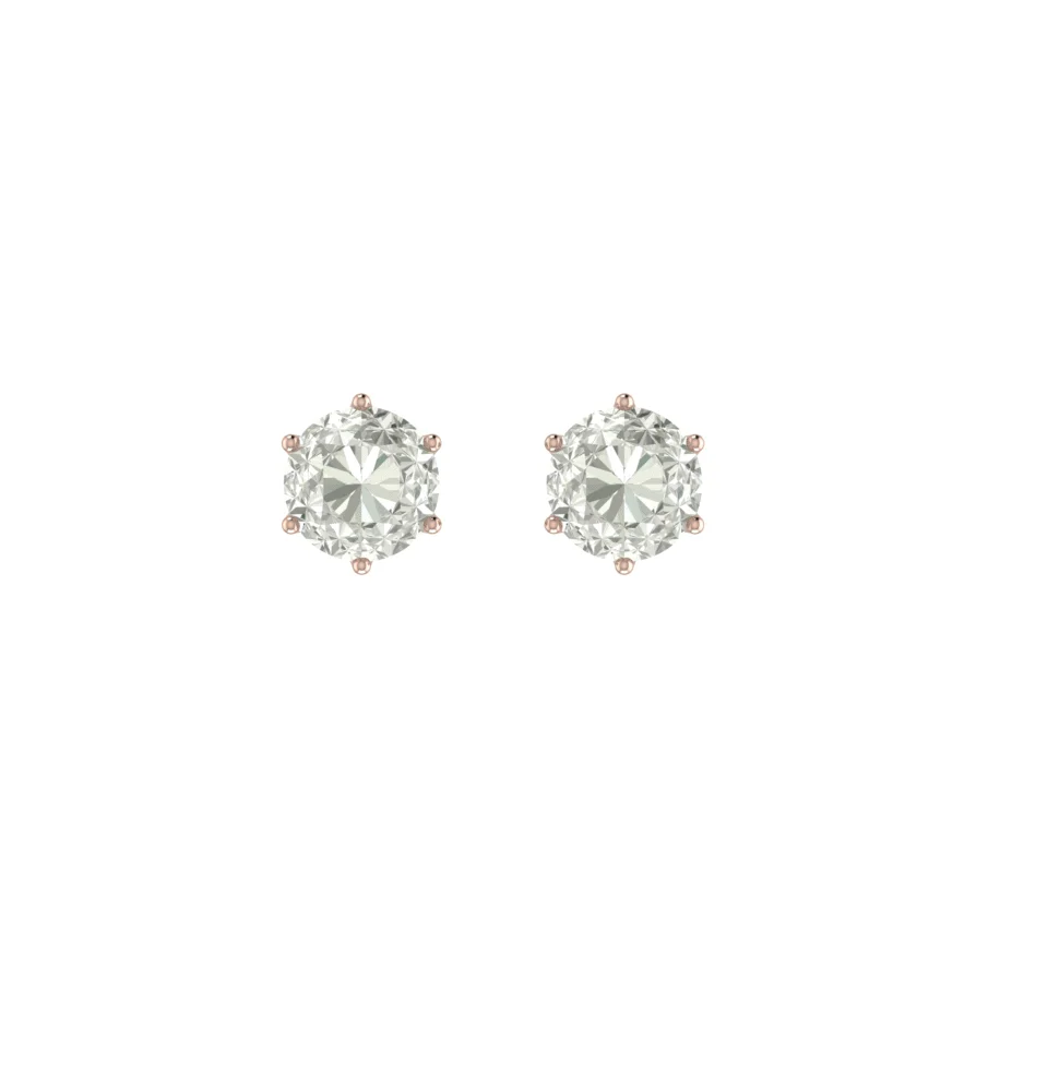 Silver Solitaire Round Stud Earring