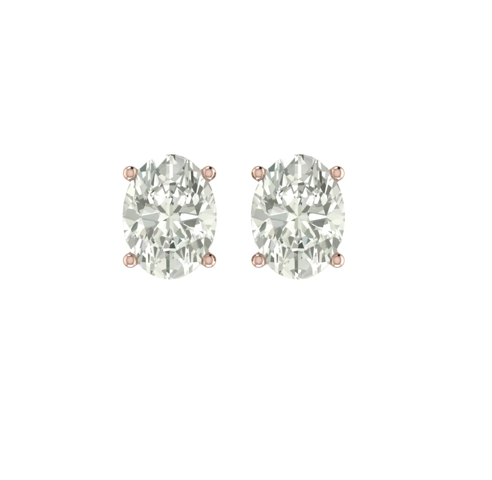 Silver Solitaire Oval Stud Earring