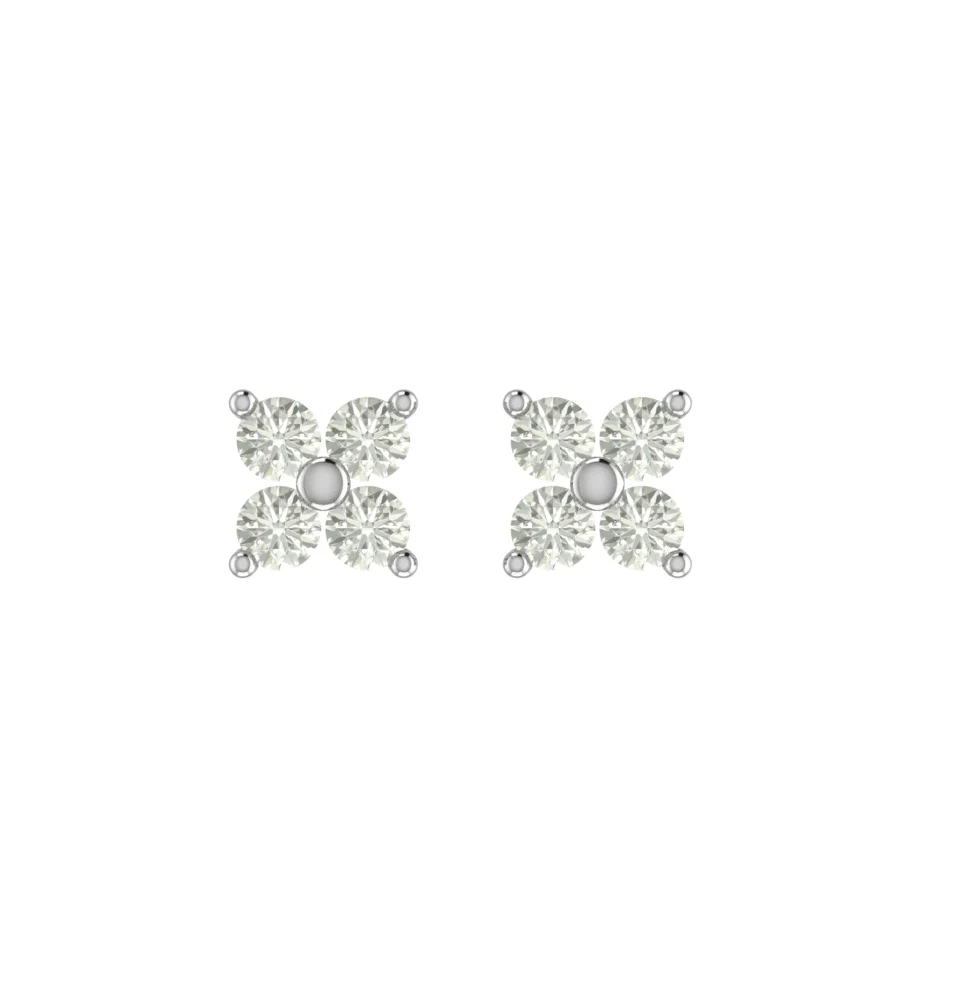 Silver Clover Look Cluster Stud Earring