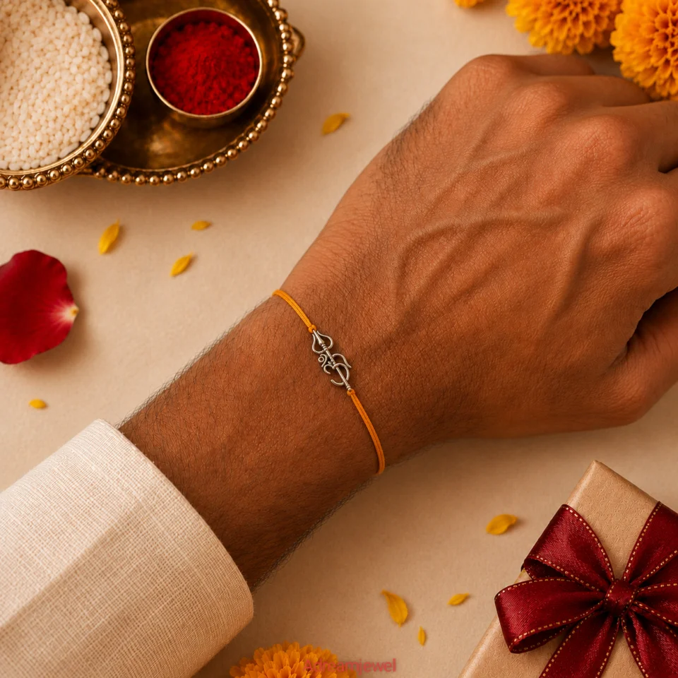 925 Sterling Silver Trishul OM Rakhi