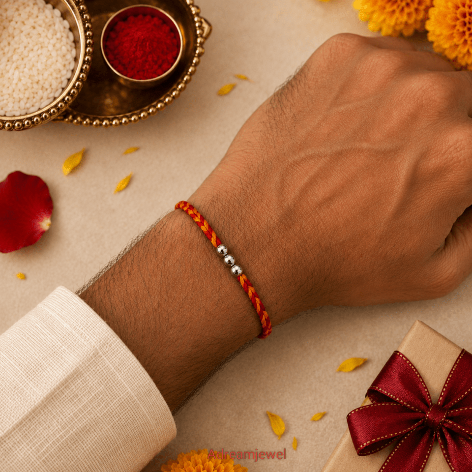 925 Sterling Silver Three Bead Rakhi