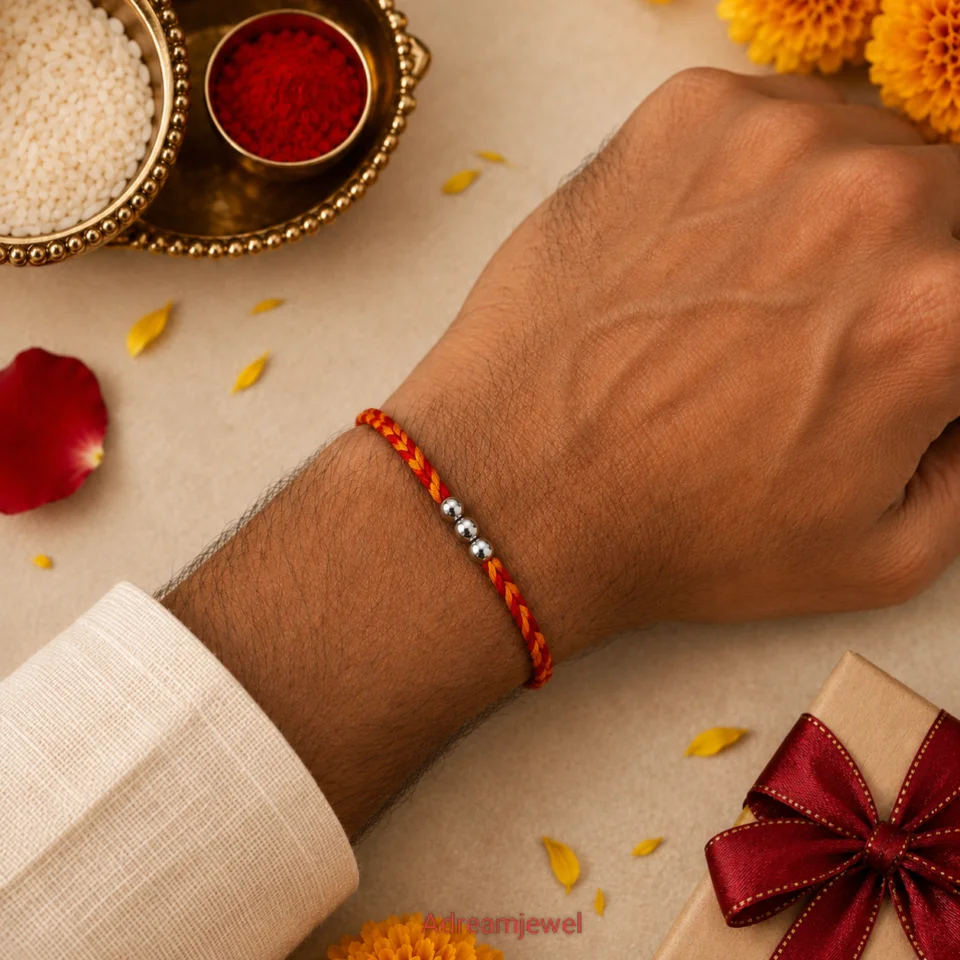 925 Sterling Silver Three Bead Rakhi